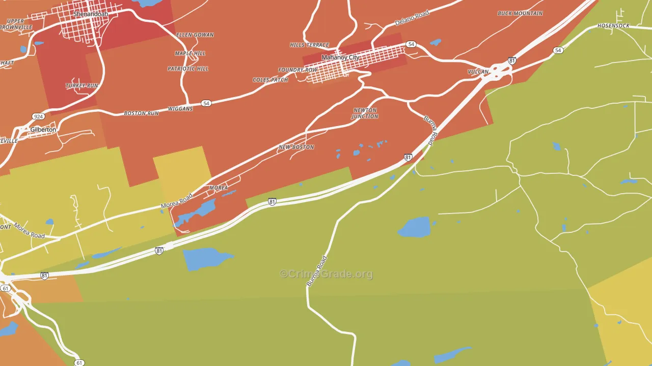 New Boston, PA Map of Vandalism Rates
