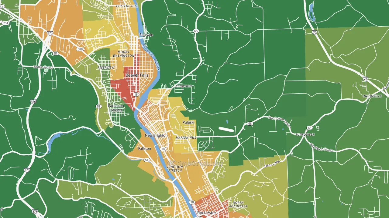 New Brighton, PA Map of Vandalism Rates
