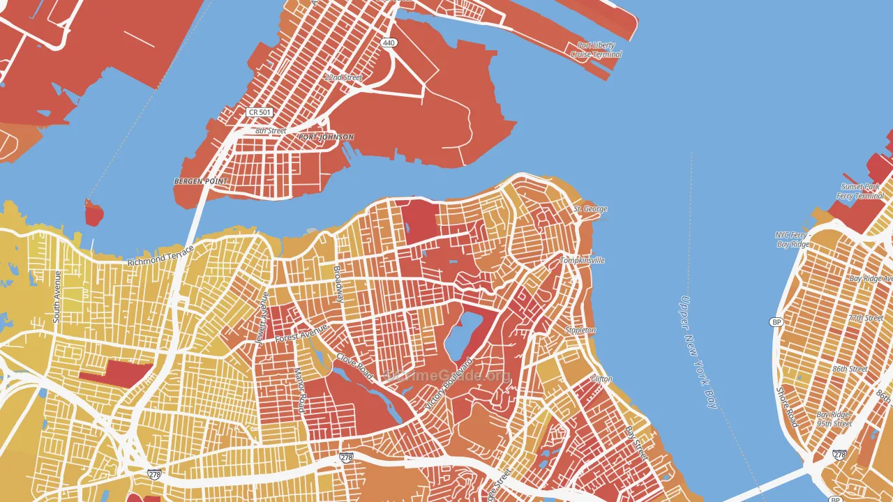 New Brighton, Staten Island, NY Map of Vandalism Rates