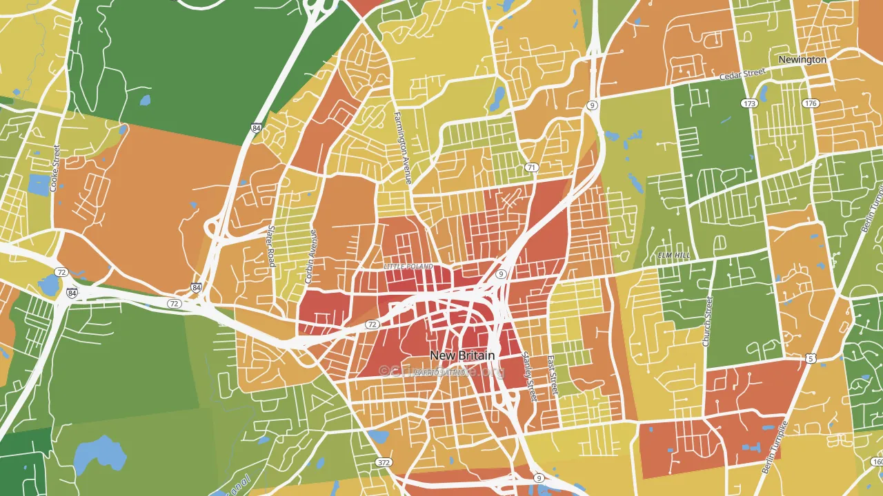 New Britain, CT Map of Vandalism Rates