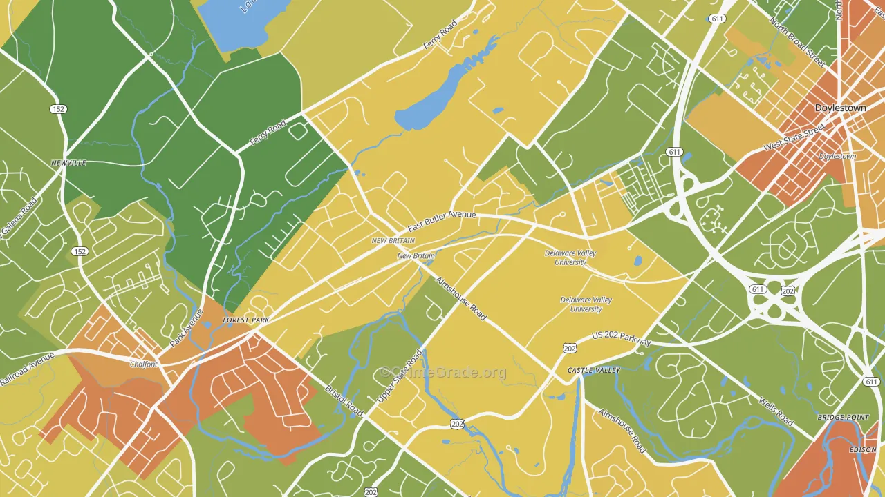 New Britain, PA Map of Vandalism Rates