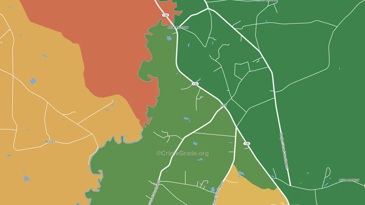 New Britton, NC Map of Vandalism Rates