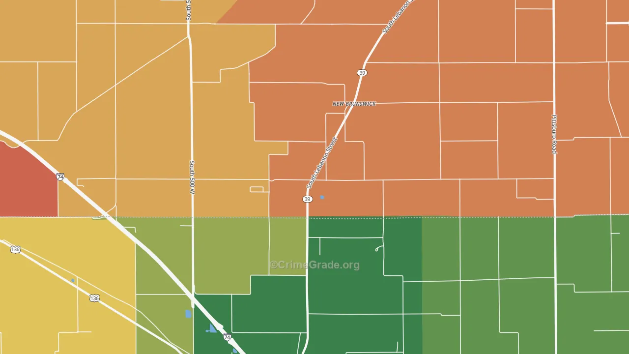 New Brunswick, IN Map of Vandalism Rates