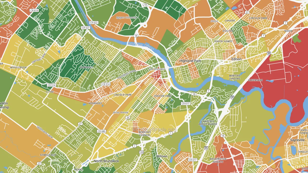 New Brunswick, NJ Map of Vandalism Rates