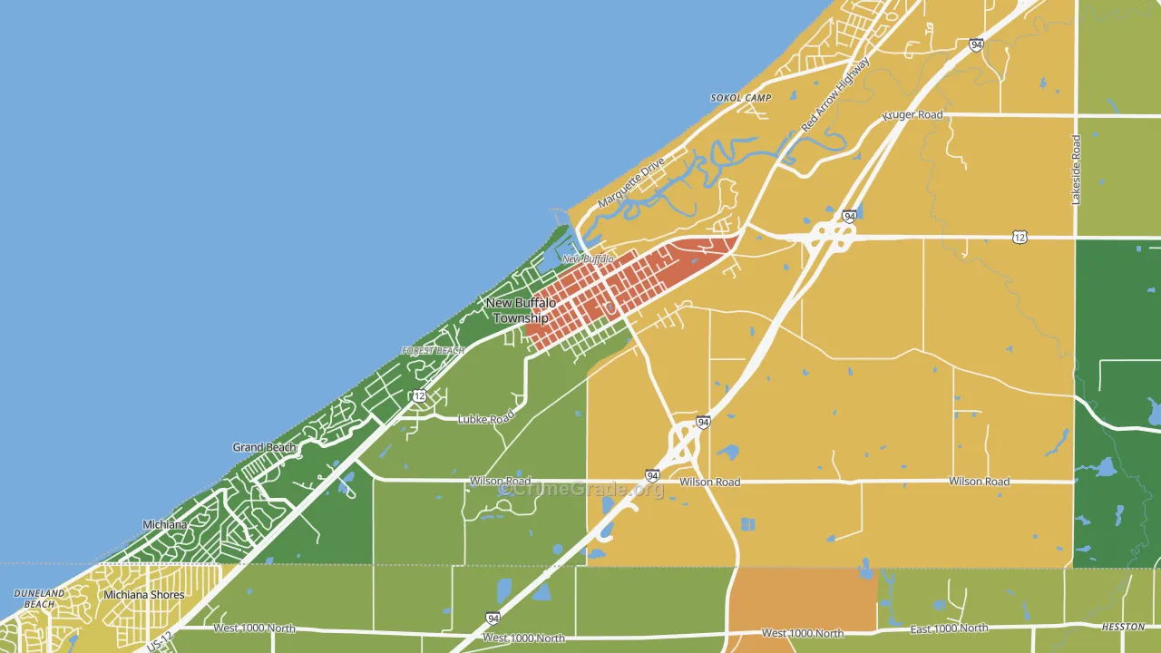 New Buffalo, MI Map of Vandalism Rates