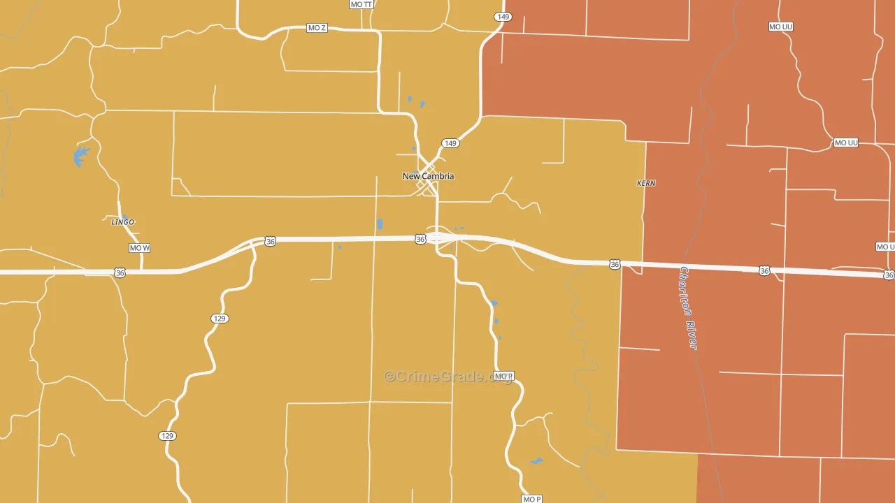New Cambria, MO Map of Vandalism Rates