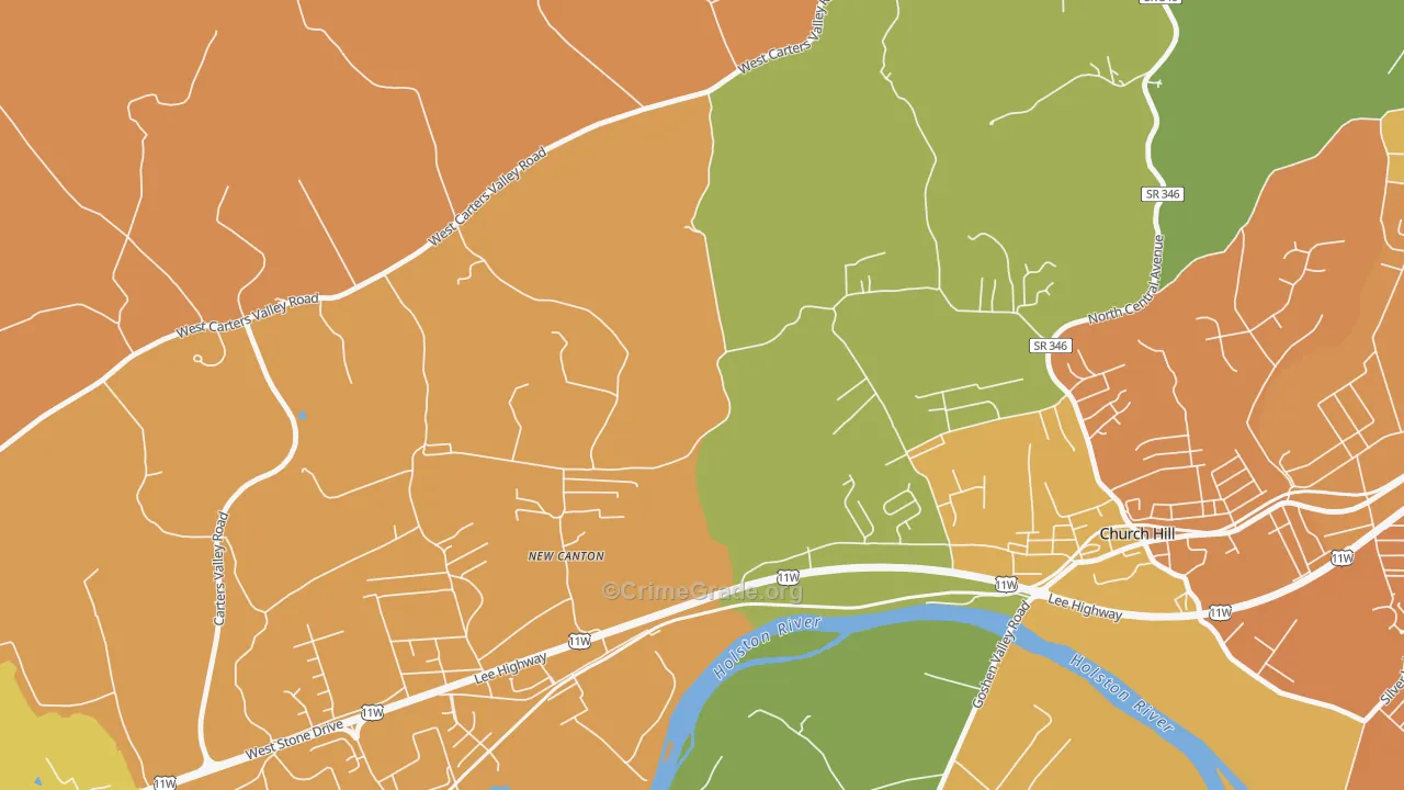 New Canton, TN Map of Vandalism Rates