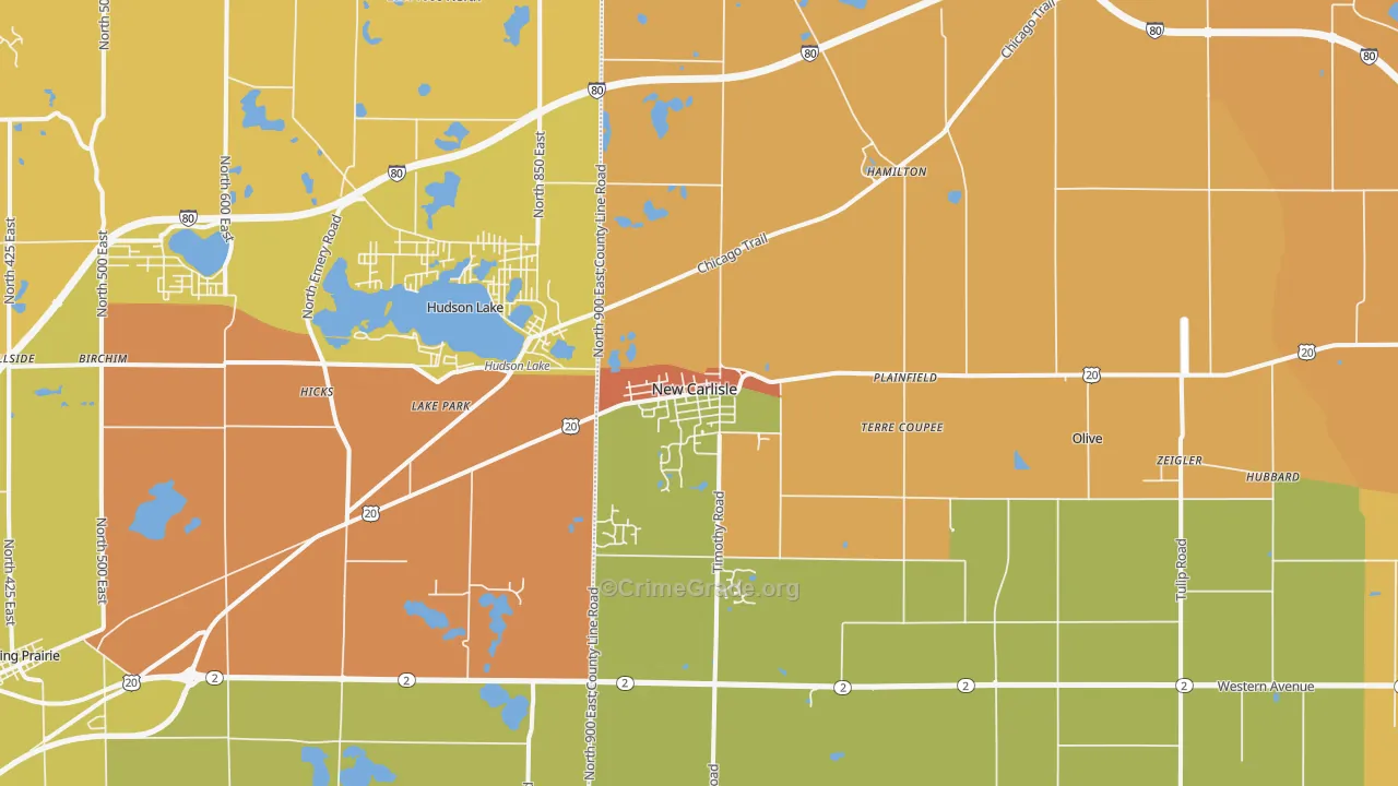 New Carlisle, IN Map of Vandalism Rates