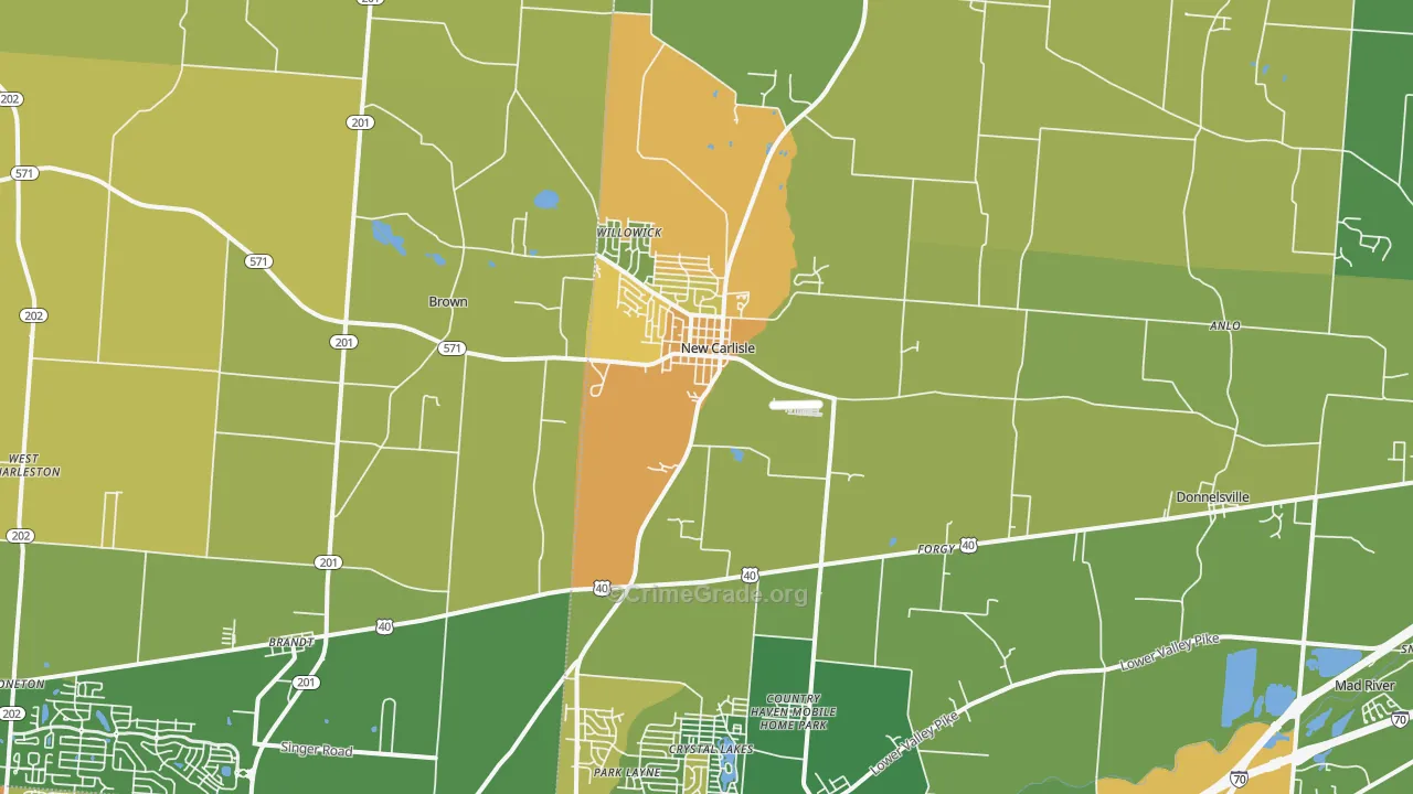 New Carlisle, OH Map of Vandalism Rates