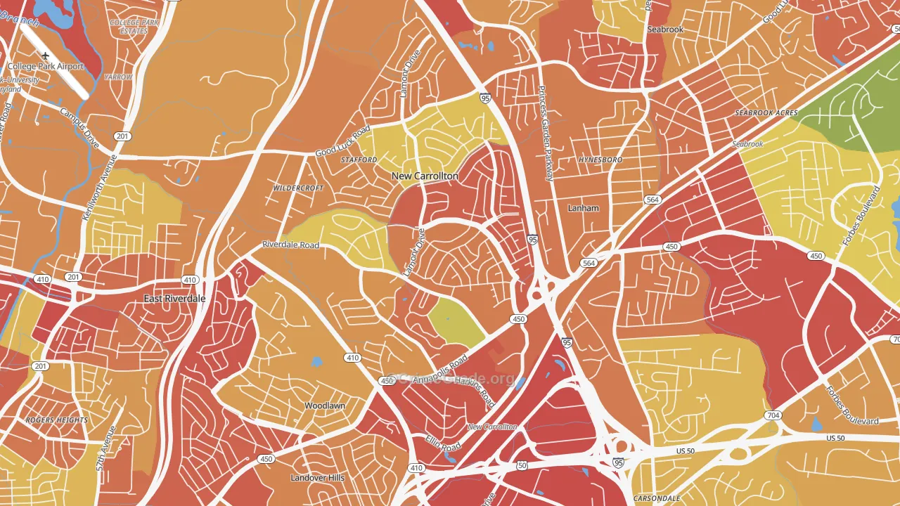 New Carrollton, MD Map of Vandalism Rates