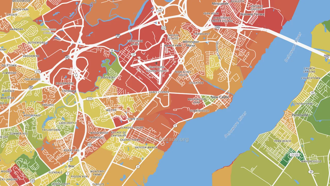 New Castle, DE Map of Vandalism Rates