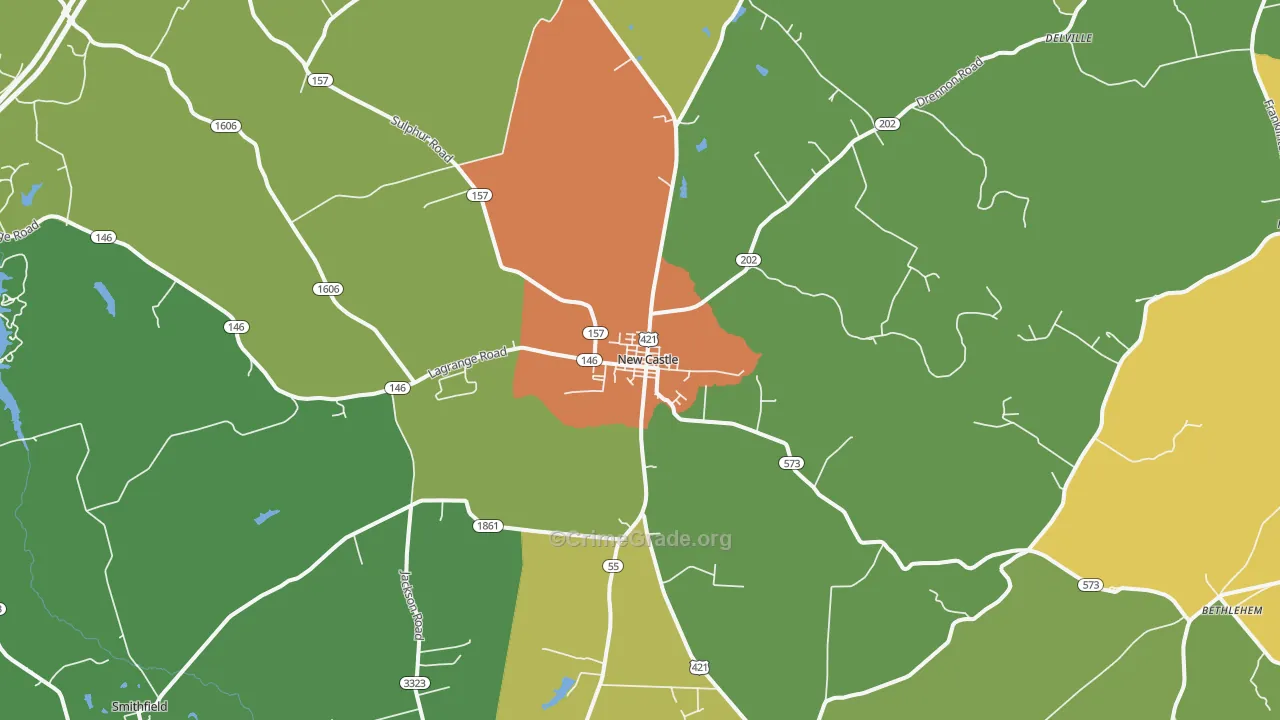 New Castle, KY Map of Vandalism Rates