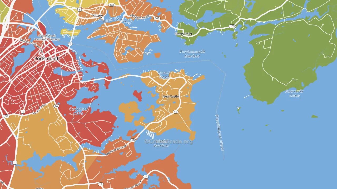 New Castle, NH Map of Vandalism Rates