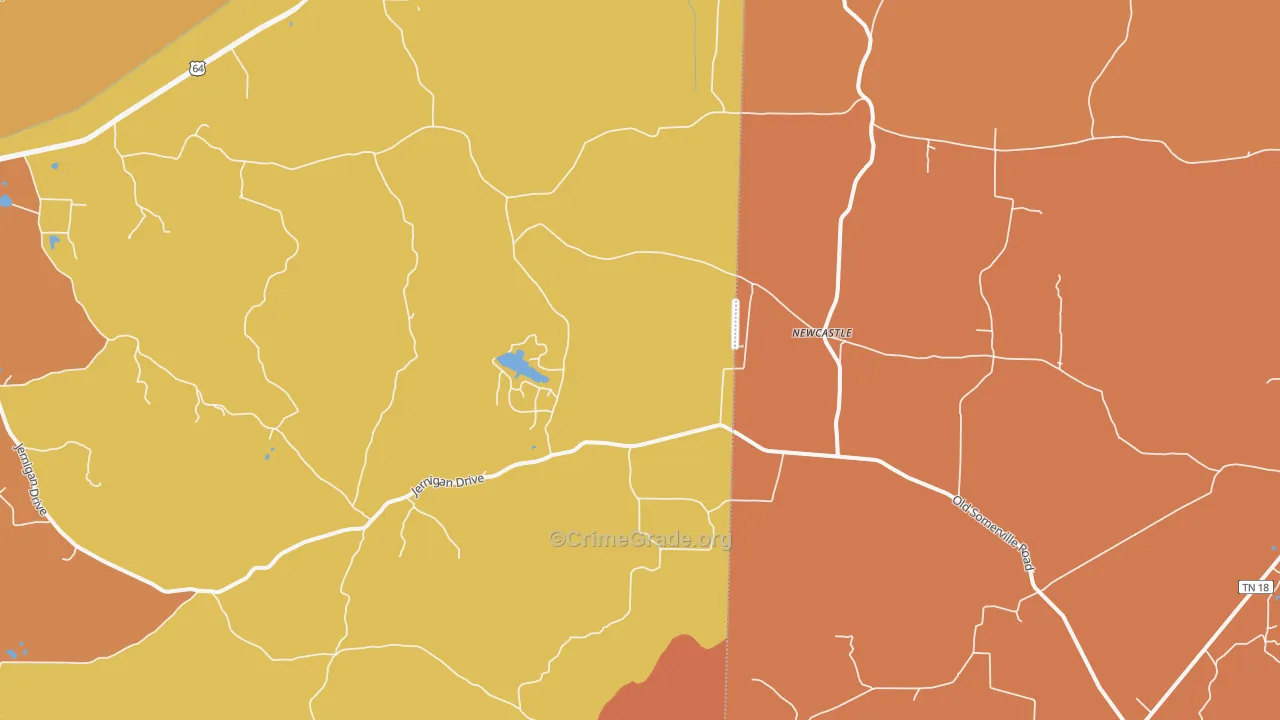 New Castle, TN Map of Vandalism Rates