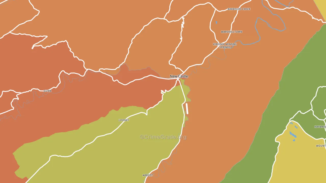 New Castle, VA Map of Vandalism Rates