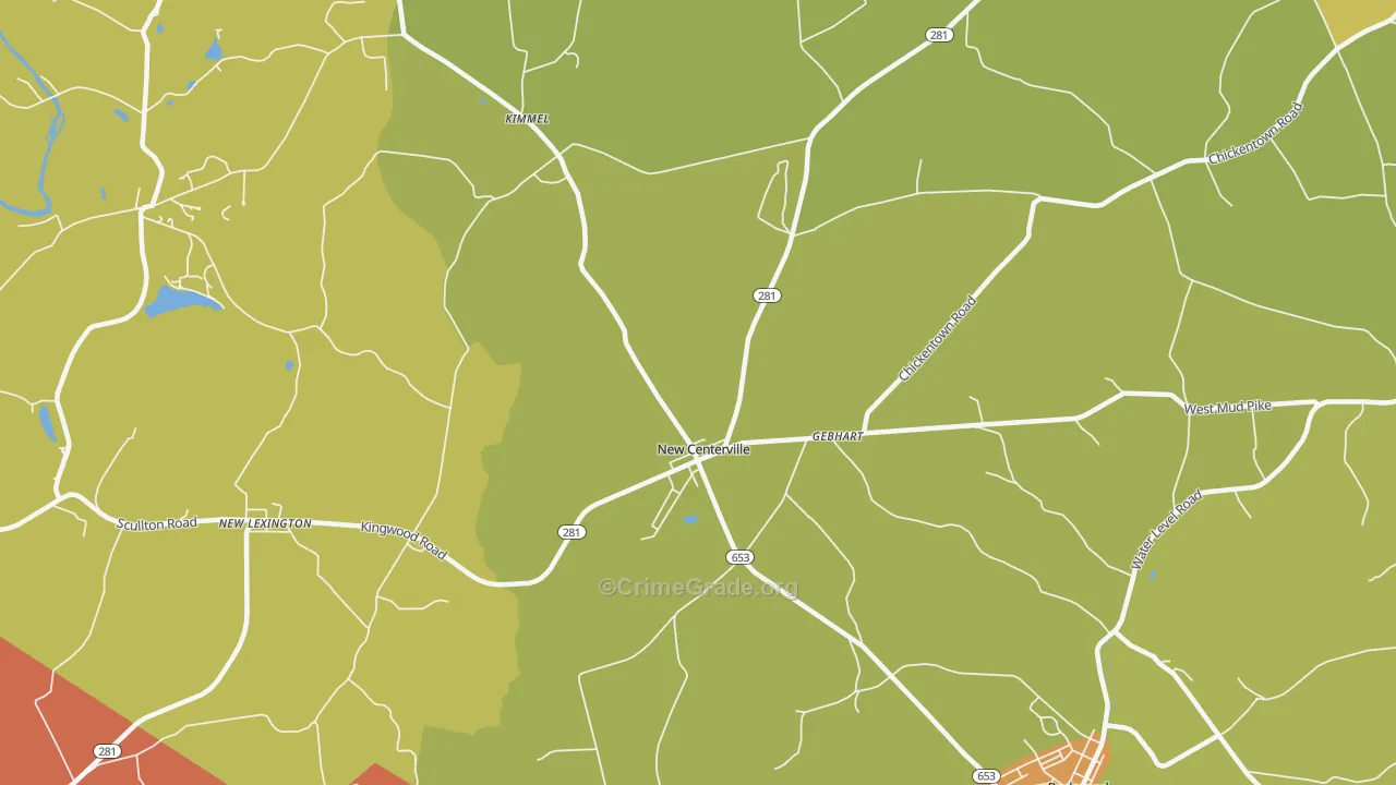 New Centerville, PA Map of Vandalism Rates
