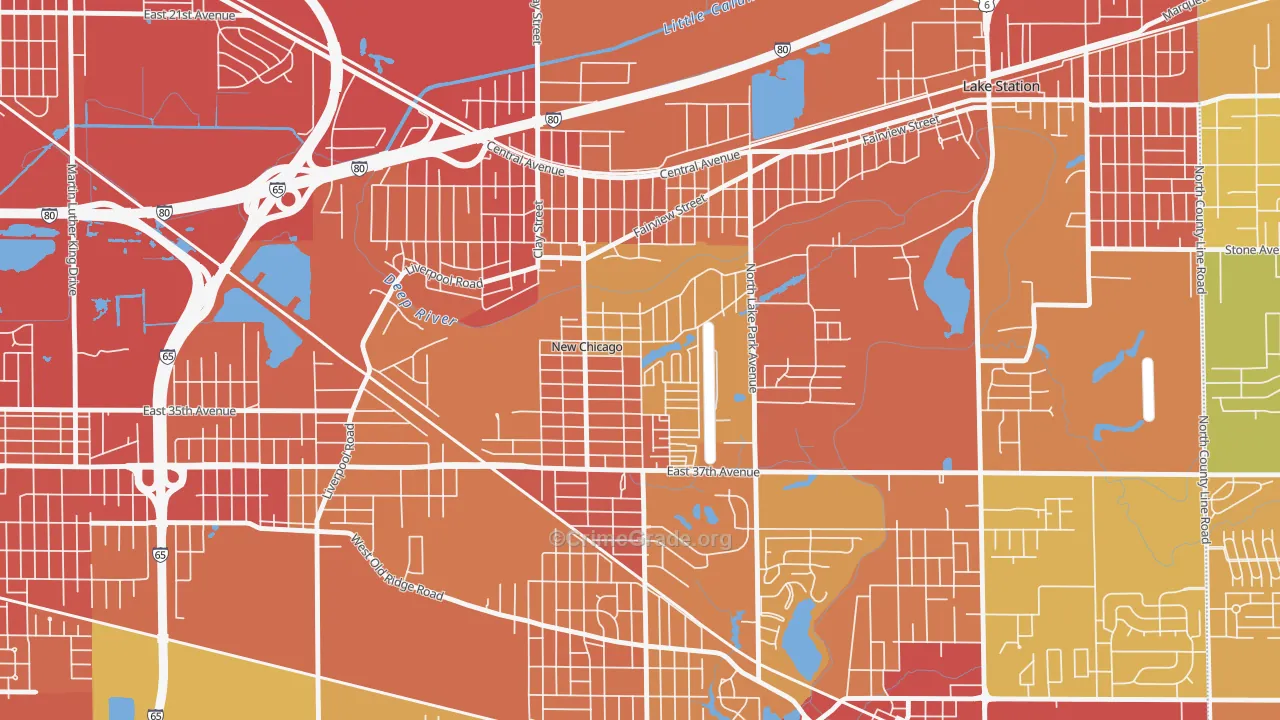 New Chicago, IN Map of Vandalism Rates