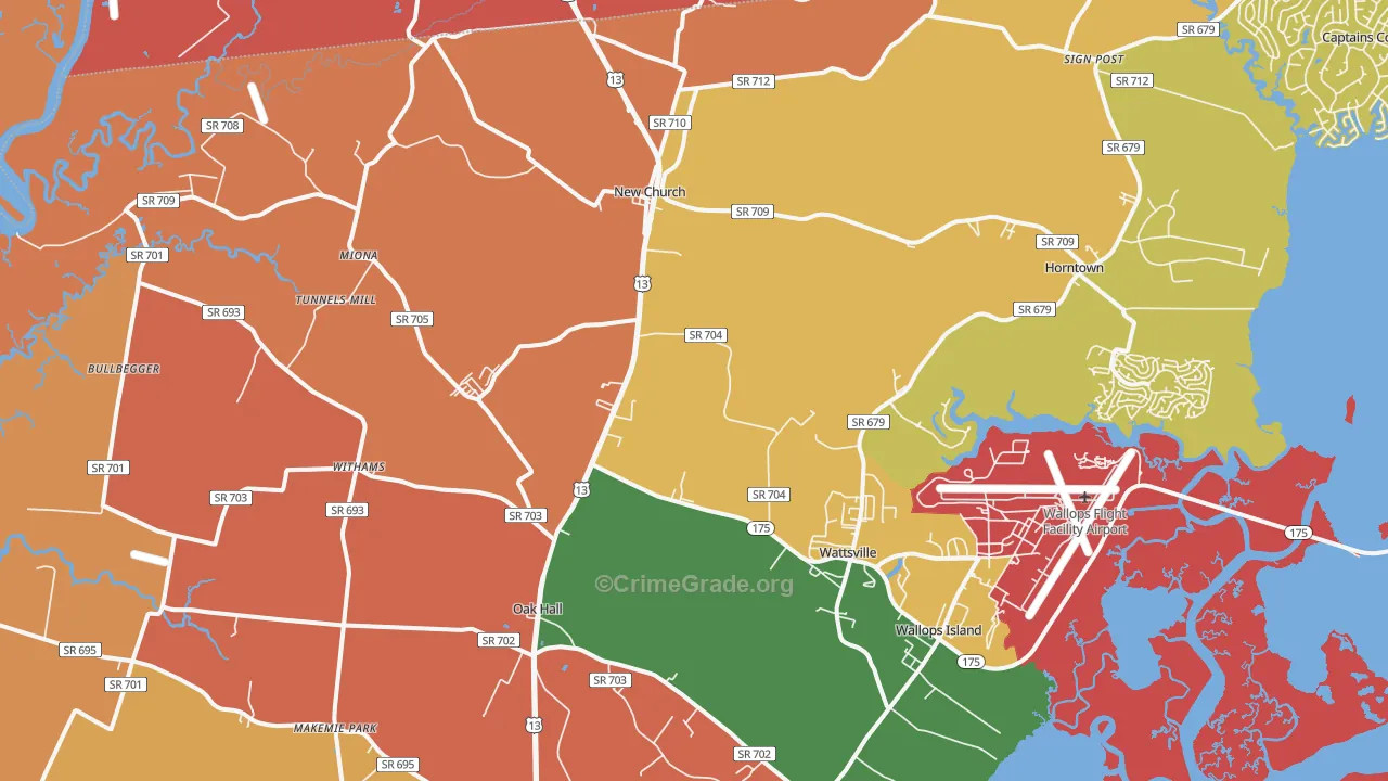 New Church, VA Map of Vandalism Rates