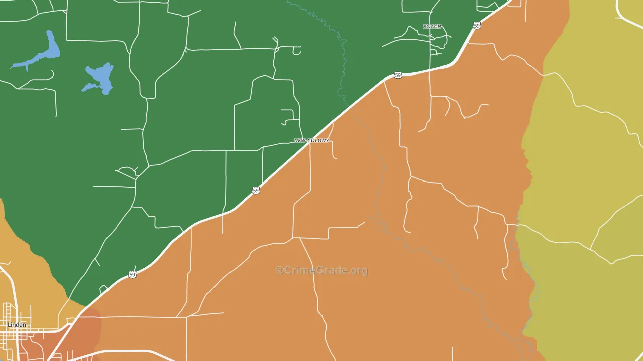 New Colony, TX Map of Vandalism Rates