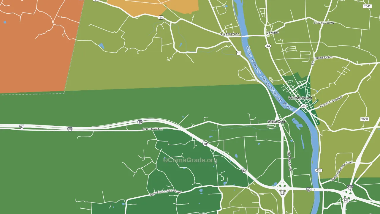 New Columbia, PA Map of Vandalism Rates