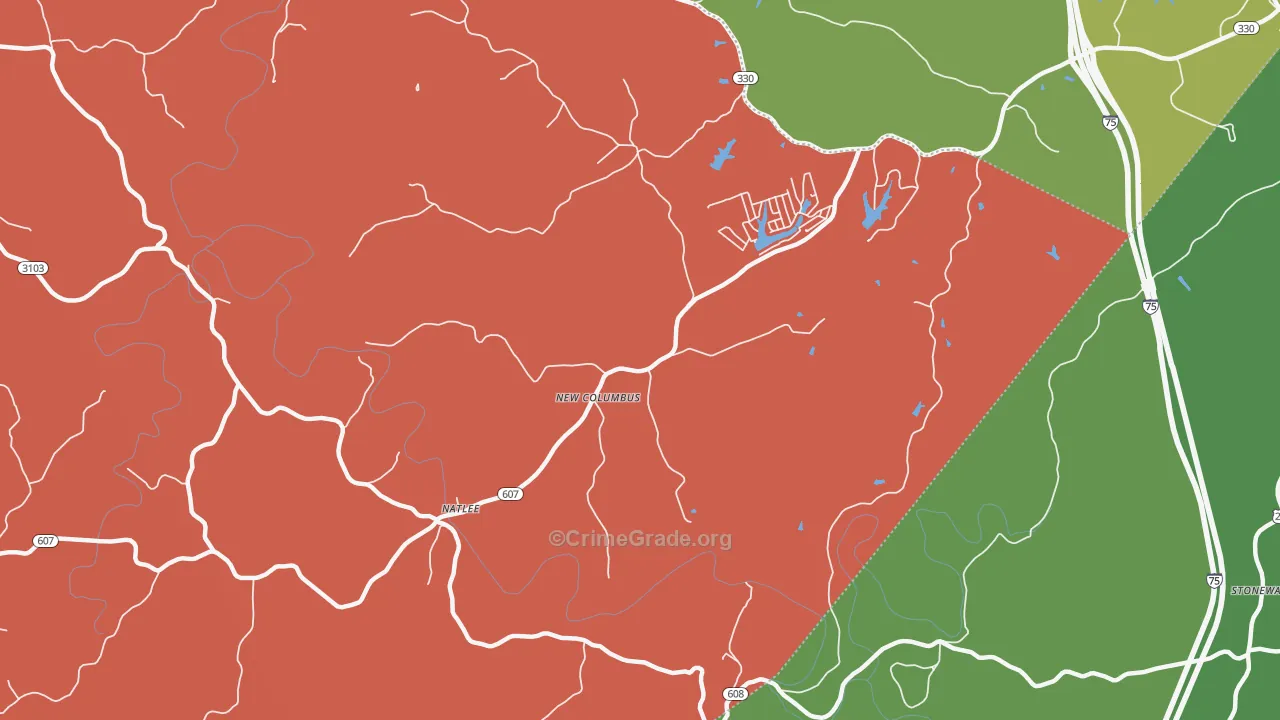 New Columbus, KY Map of Vandalism Rates