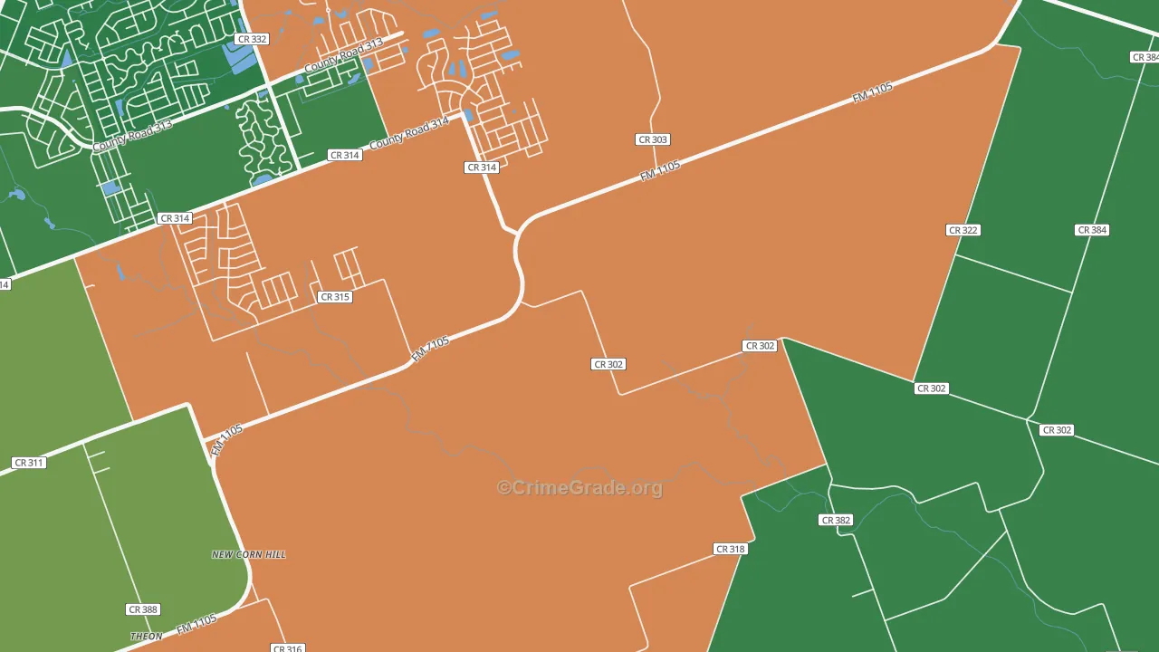 New Corn Hill, TX Map of Vandalism Rates