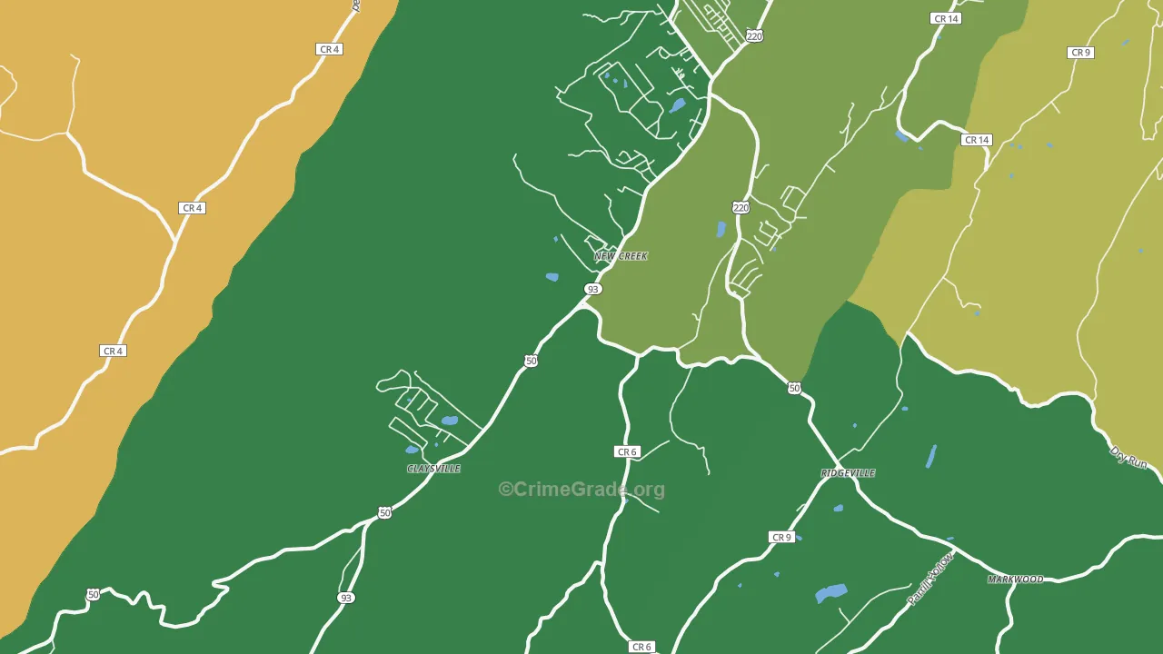 New Creek, WV Map of Vandalism Rates
