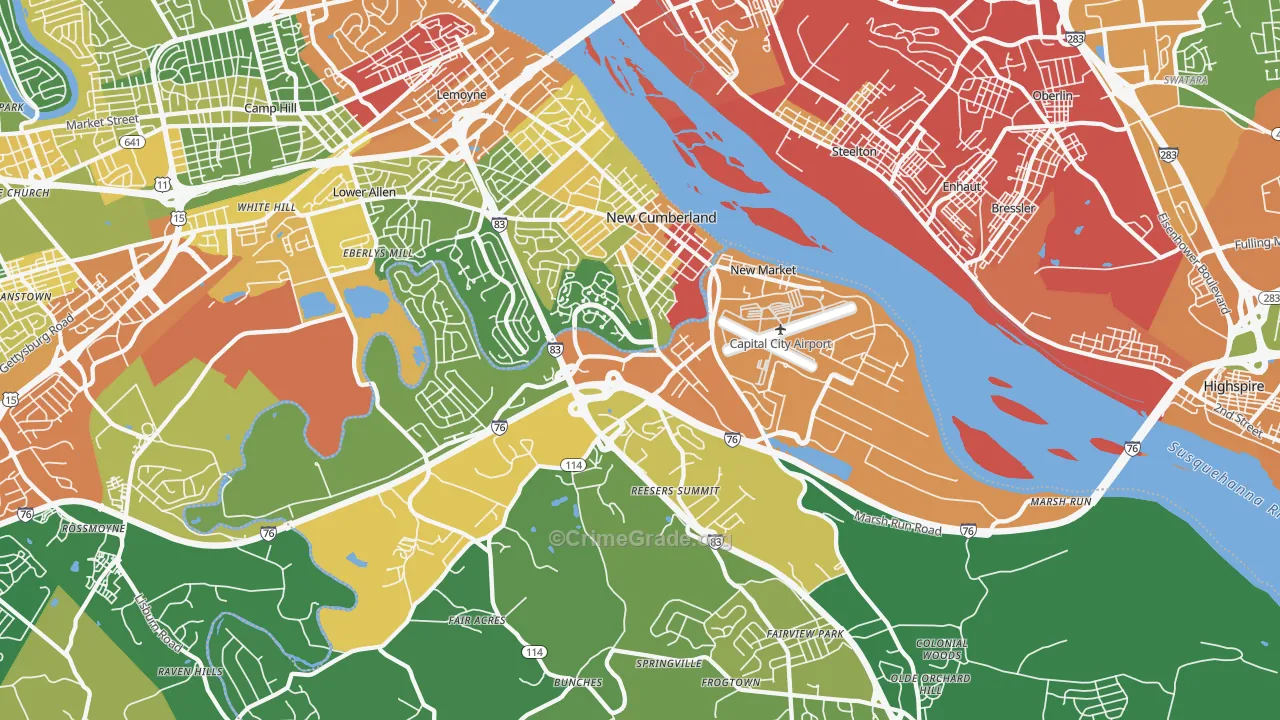 New Cumberland, PA Map of Vandalism Rates