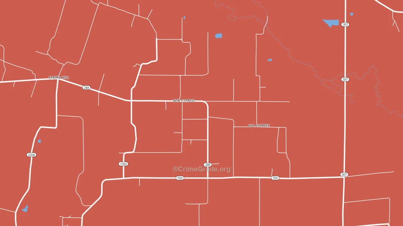 New Cypress, KY Map of Vandalism Rates