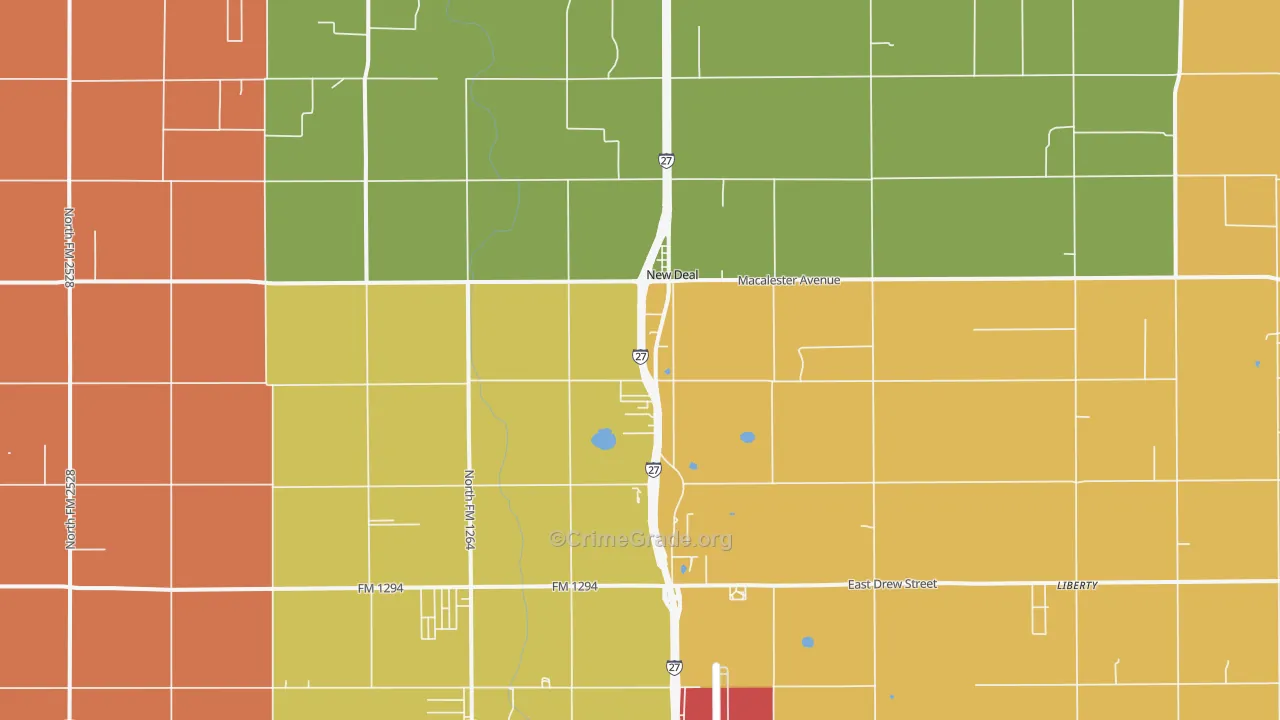 New Deal, TX Map of Vandalism Rates