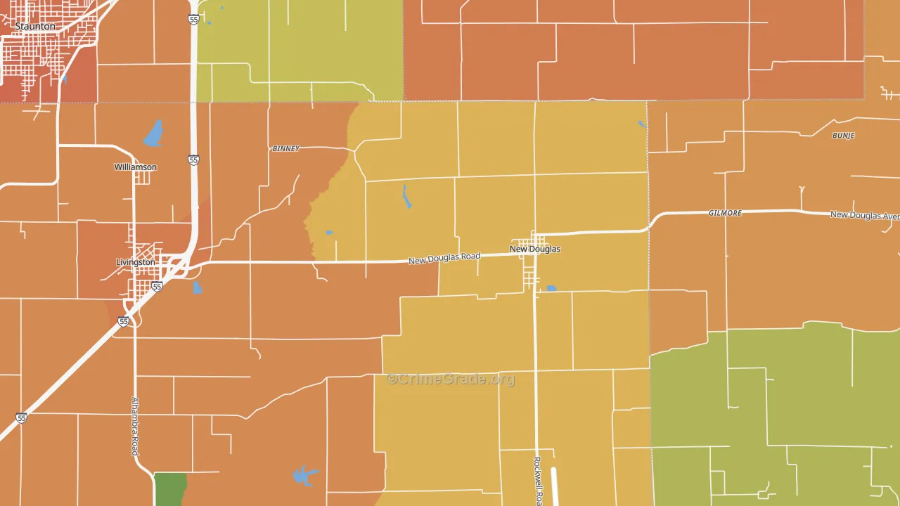 New Douglas, IL Map of Vandalism Rates