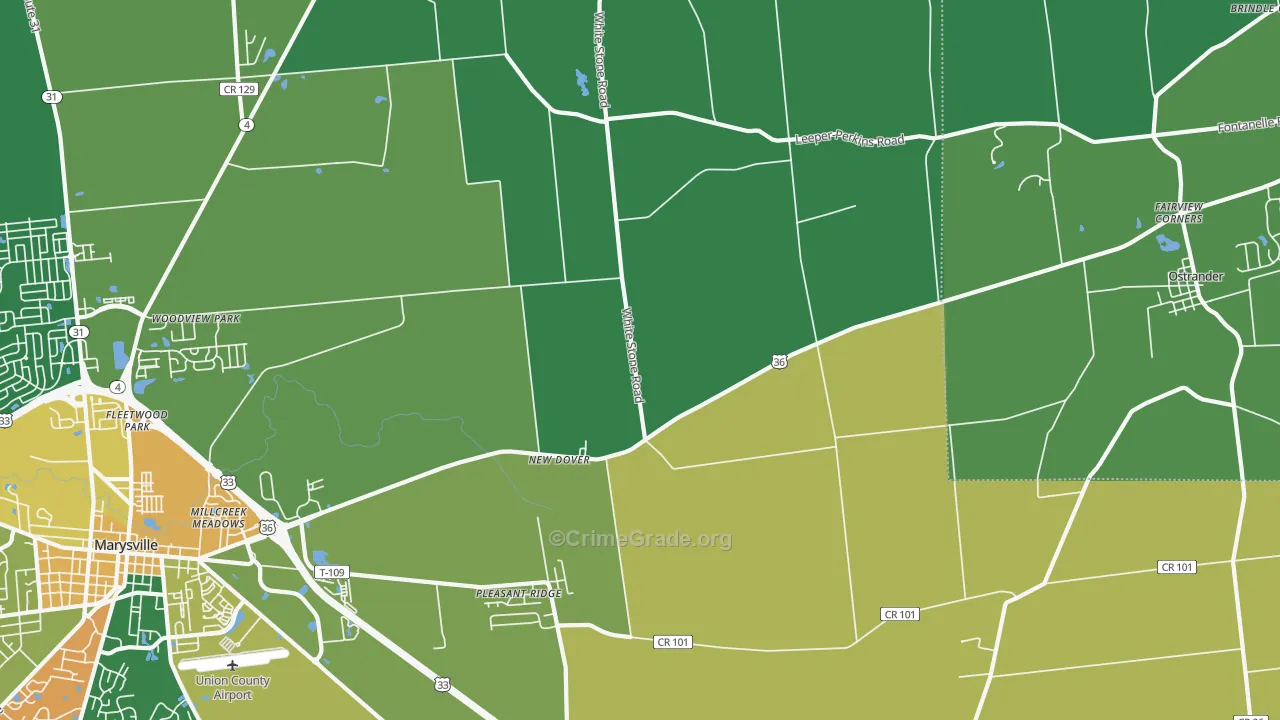 New Dover, OH Map of Vandalism Rates