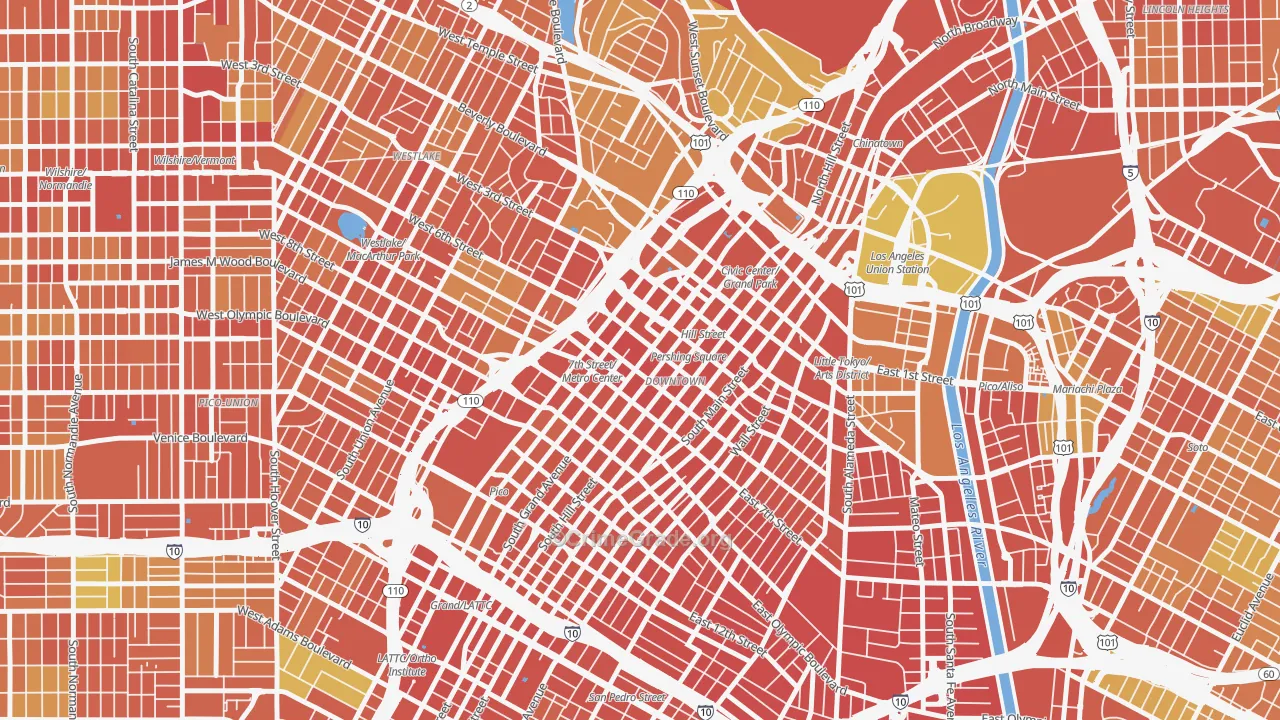 New Downtown, Los Angeles, CA Map of Vandalism Rates