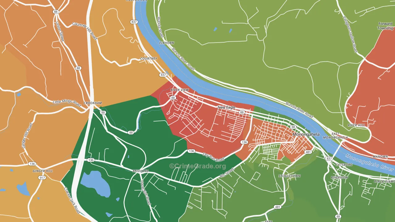 New Eagle, PA Map of Vandalism Rates