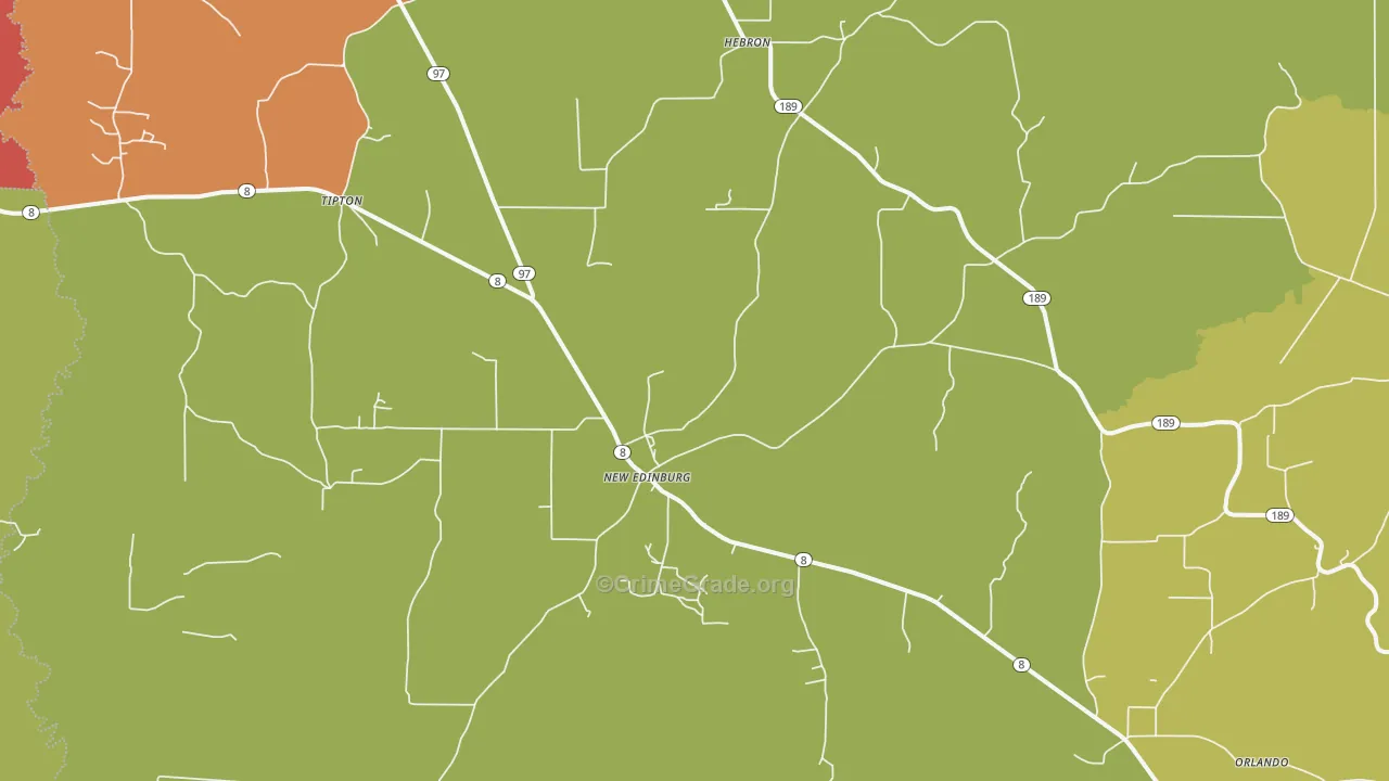 New Edinburg, AR Map of Vandalism Rates