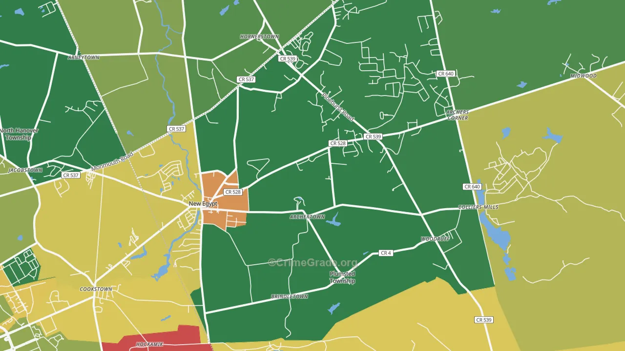 New Egypt, NJ Map of Vandalism Rates