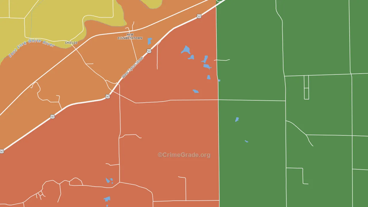 New Elizabethtown, IN Map of Vandalism Rates