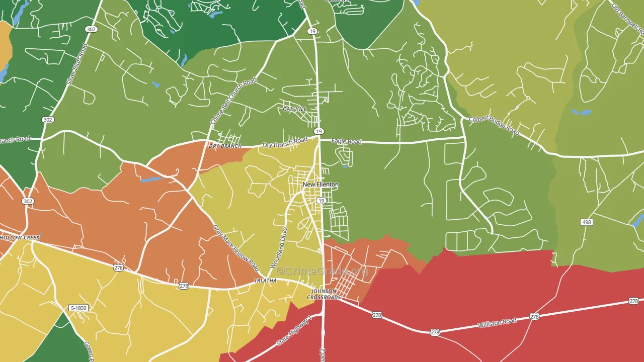 New Ellenton, SC Map of Vandalism Rates