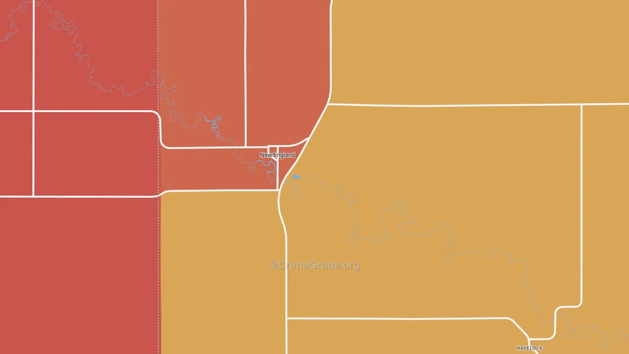 New England, ND Map of Vandalism Rates