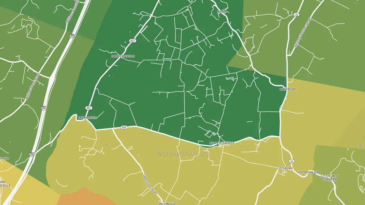 New Enterprise, PA Map of Vandalism Rates