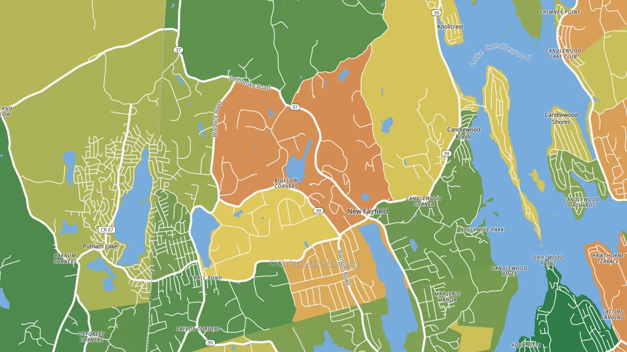 New Fairfield, CT Map of Vandalism Rates