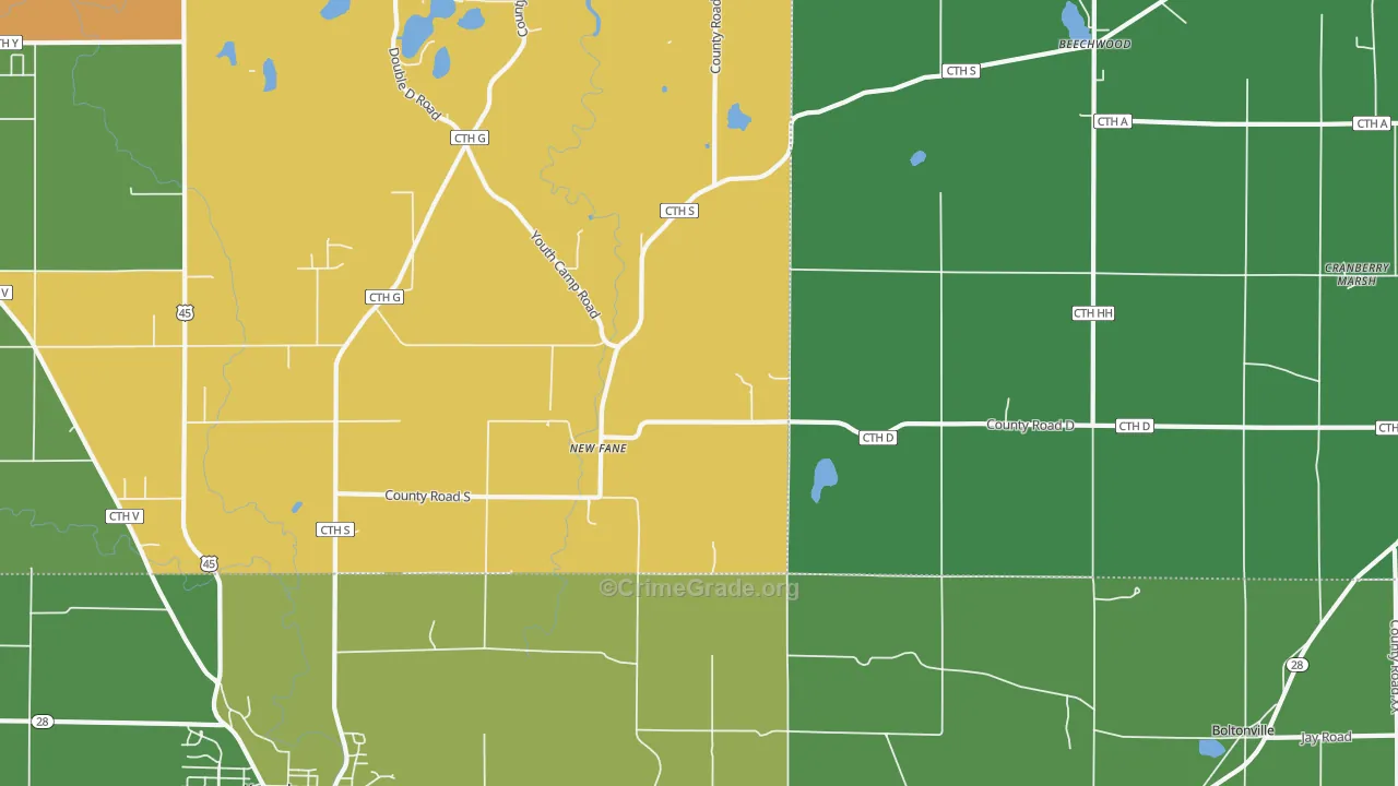 New Fane, WI Map of Vandalism Rates