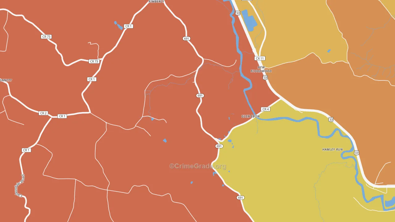New Floodwood, OH Map of Vandalism Rates