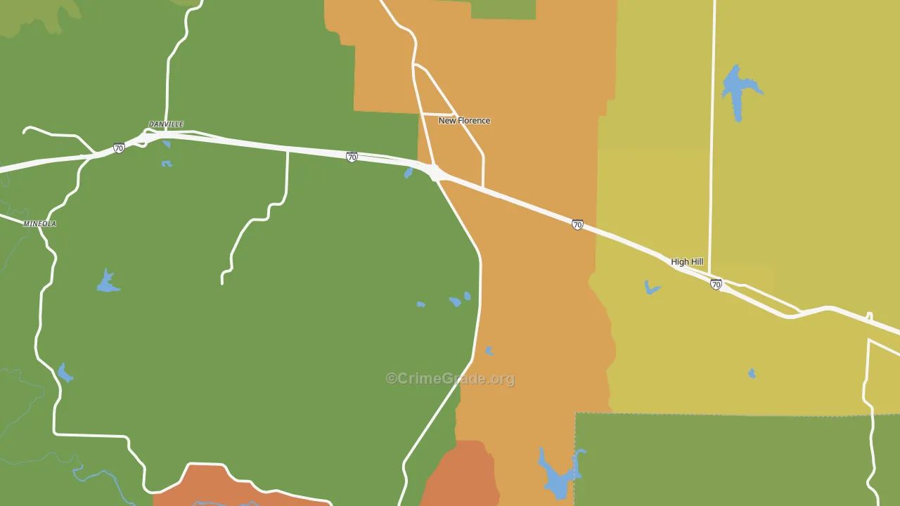 New Florence, MO Map of Vandalism Rates