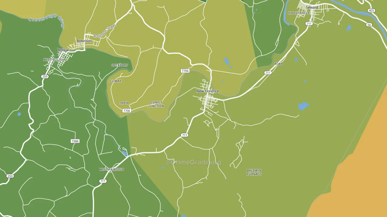 New Florence, PA Map of Vandalism Rates