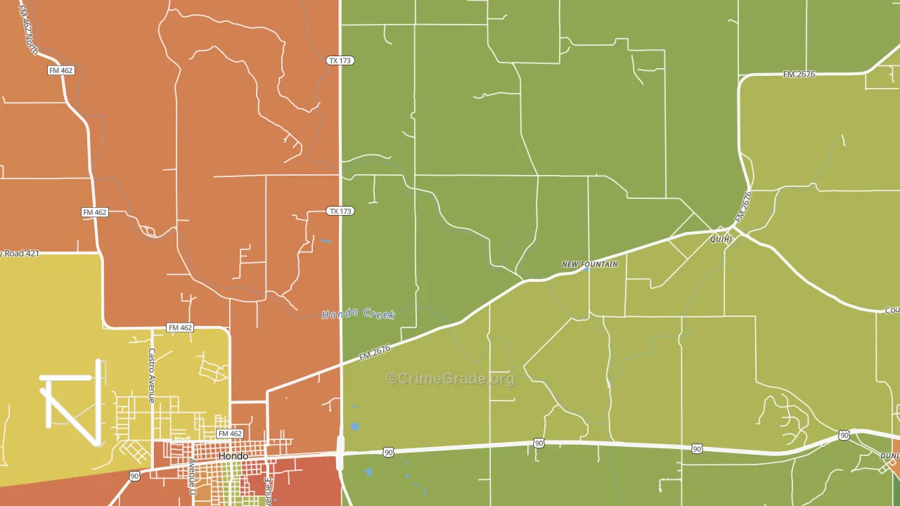 New Fountain, TX Map of Vandalism Rates