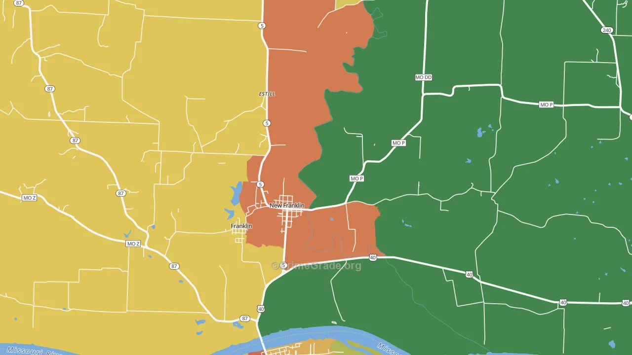 New Franklin, MO Map of Vandalism Rates