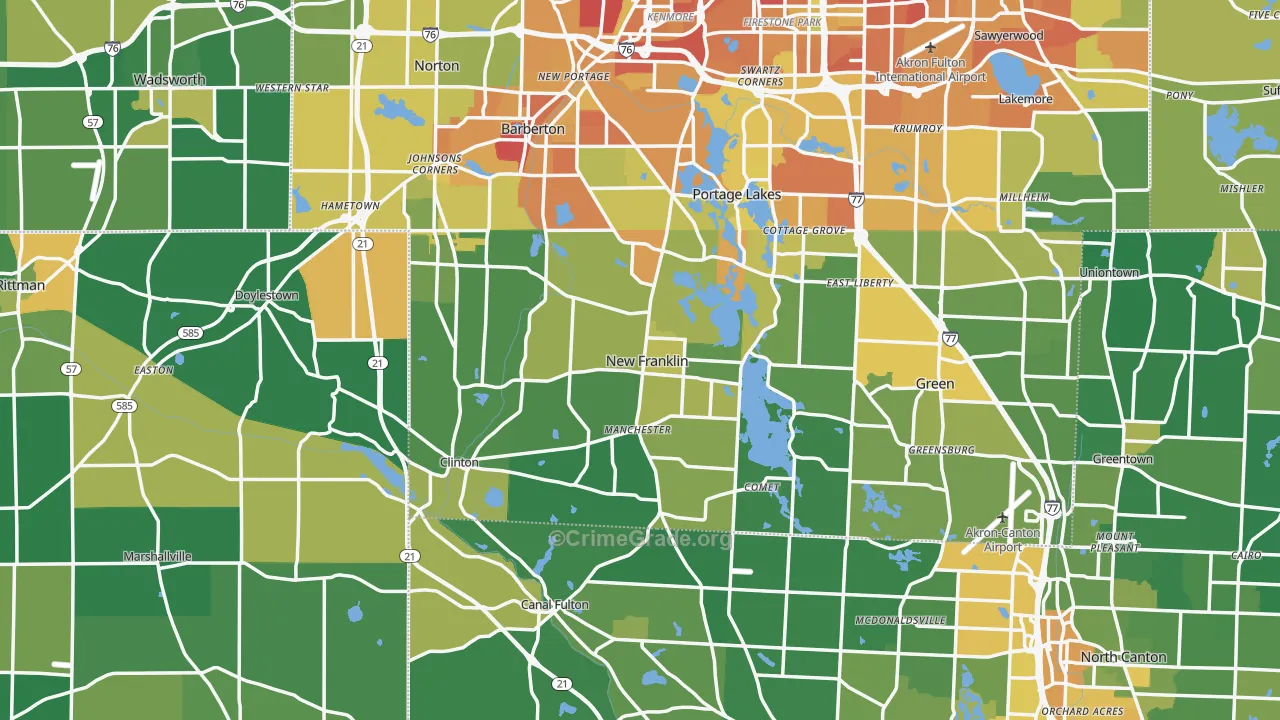 New Franklin, OH Map of Vandalism Rates