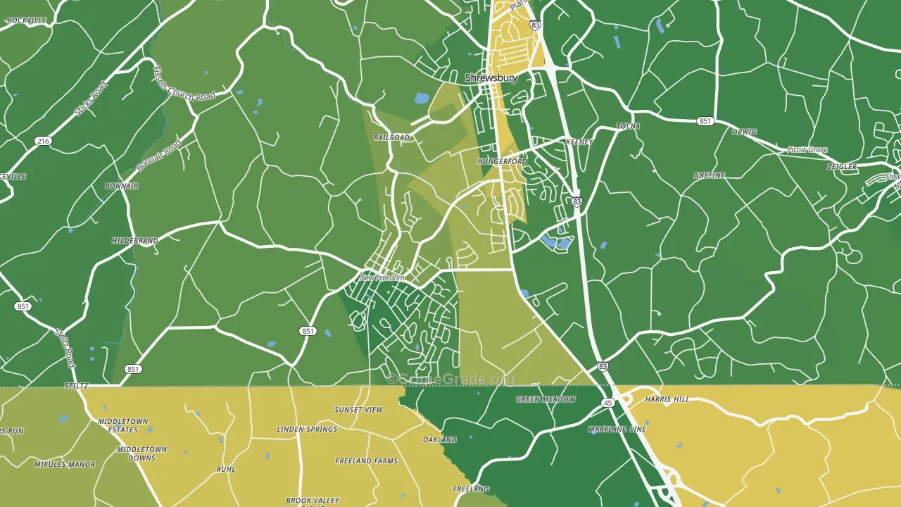 New Freedom, PA Map of Vandalism Rates