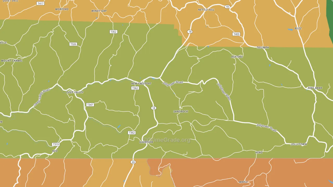 New Freeport, PA Map of Vandalism Rates